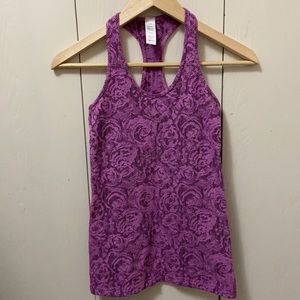Ivivva Pink & Burgundy Rose Racerback Tank Top
